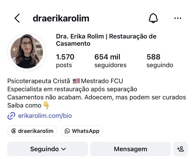 Print do perfil de Erika Rolim