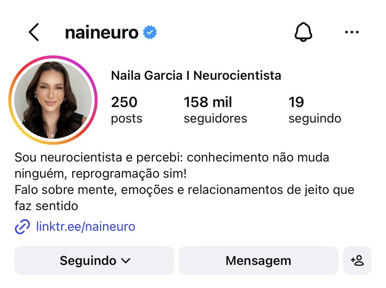 Print do perfil de Naila Garcia