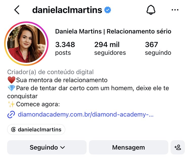 Print do perfil de Daniela Martins